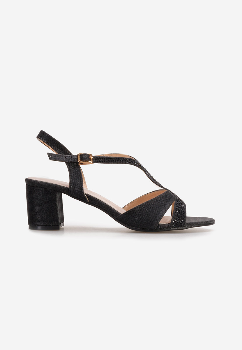 Sandale elegante cu toc gros Yaria negre