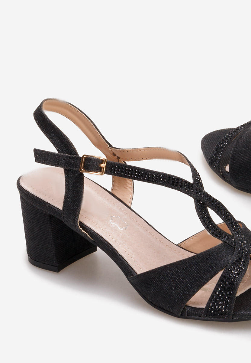 Sandale elegante cu toc gros Yaria negre