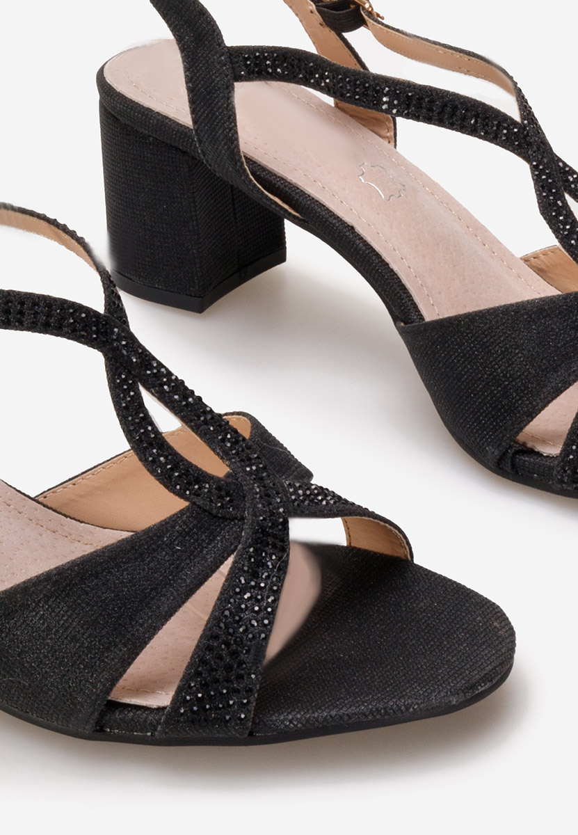 Sandale elegante cu toc gros Yaria negre