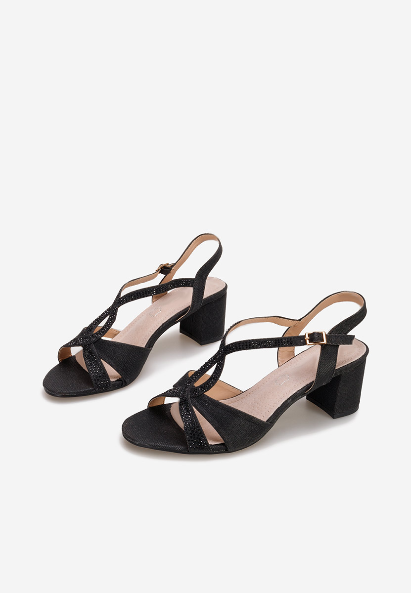 Sandale elegante cu toc gros Yaria negre