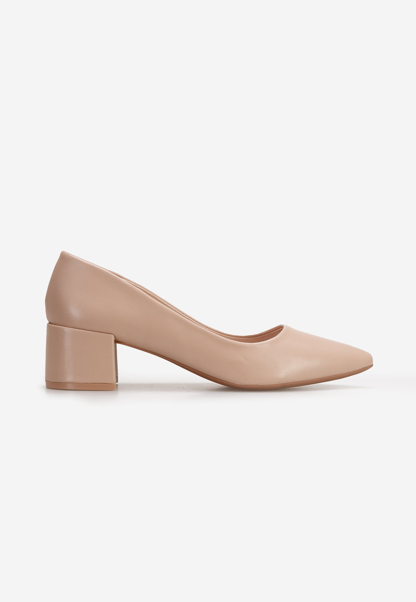 Pantofi cu toc gros Playita nude