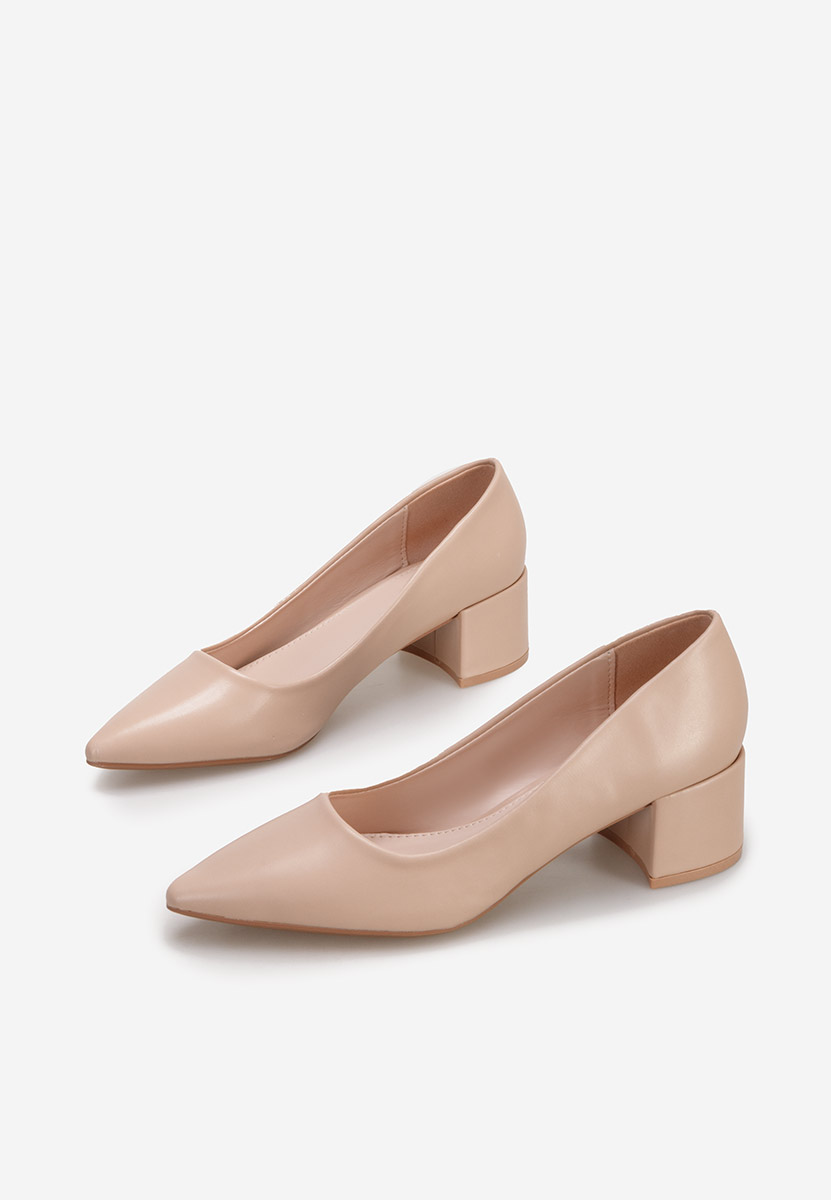 Pantofi cu toc gros Playita nude