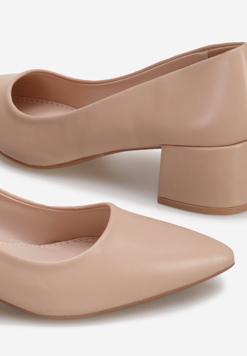 Pantofi cu toc gros Playita nude