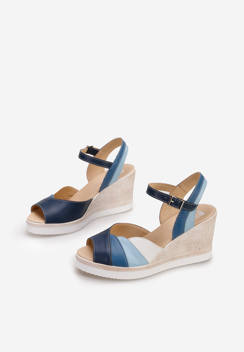 Sandale cu platforma piele Irvina albastre