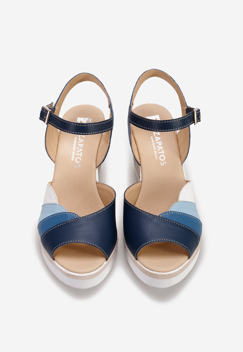 Sandale cu platforma piele Irvina albastre