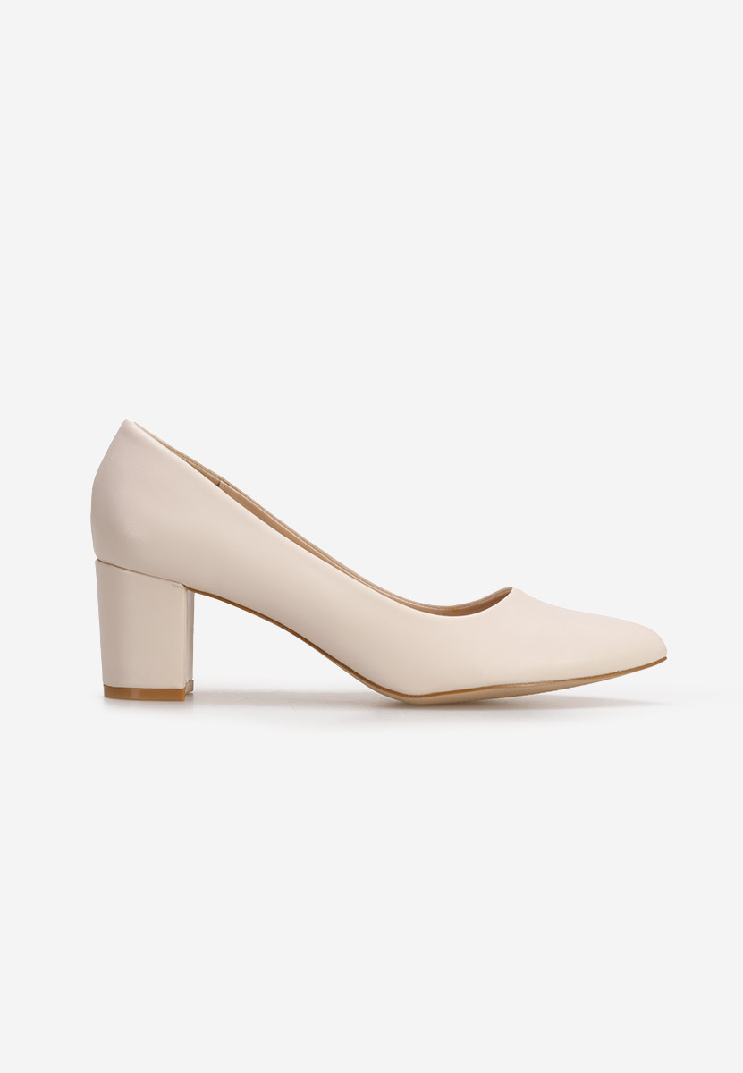 Pantofi cu toc gros Estrid bej