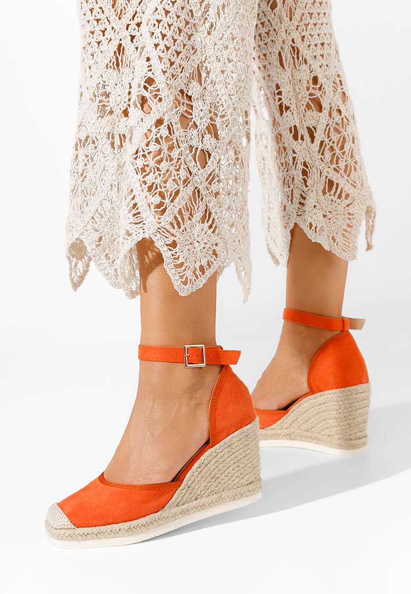 Sandale cu platforma tip espadrile Iovea portocalii