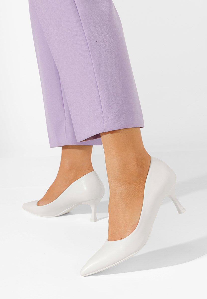 Pantofi stiletto Narelia albi