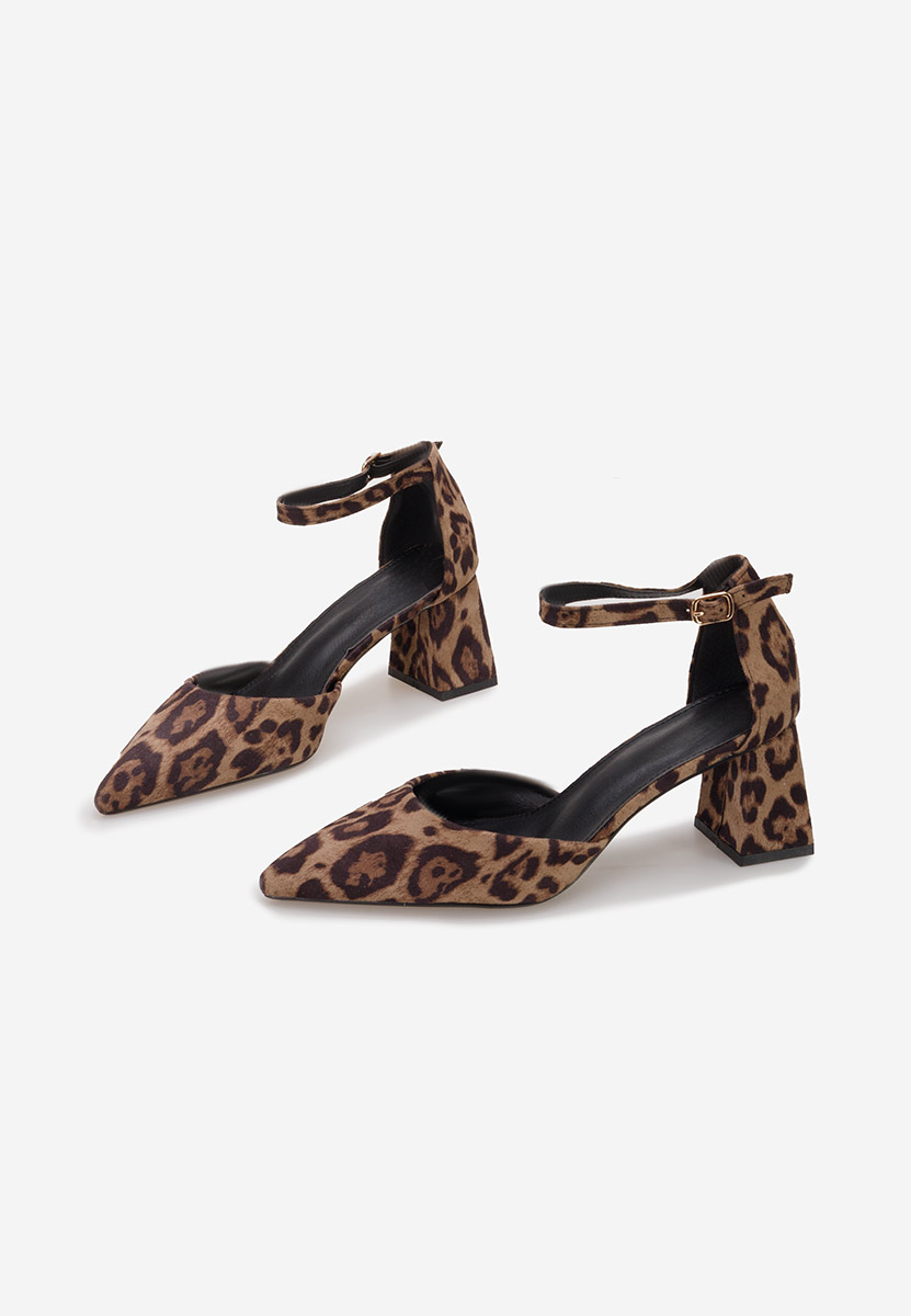 Pantofi cu toc gros Sambria leopard