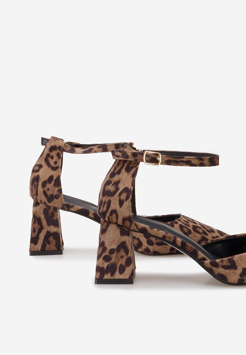 Pantofi cu toc gros Sambria leopard