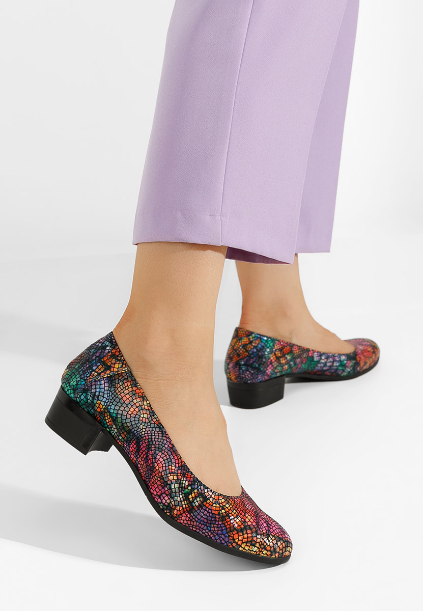 Pantofi cu toc mic Montremy V5 multicolori