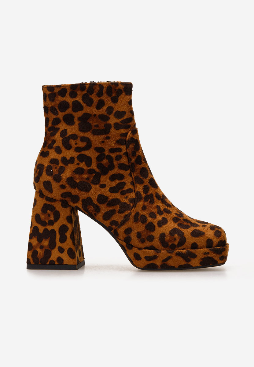 Botine cu toc Seledora leopard