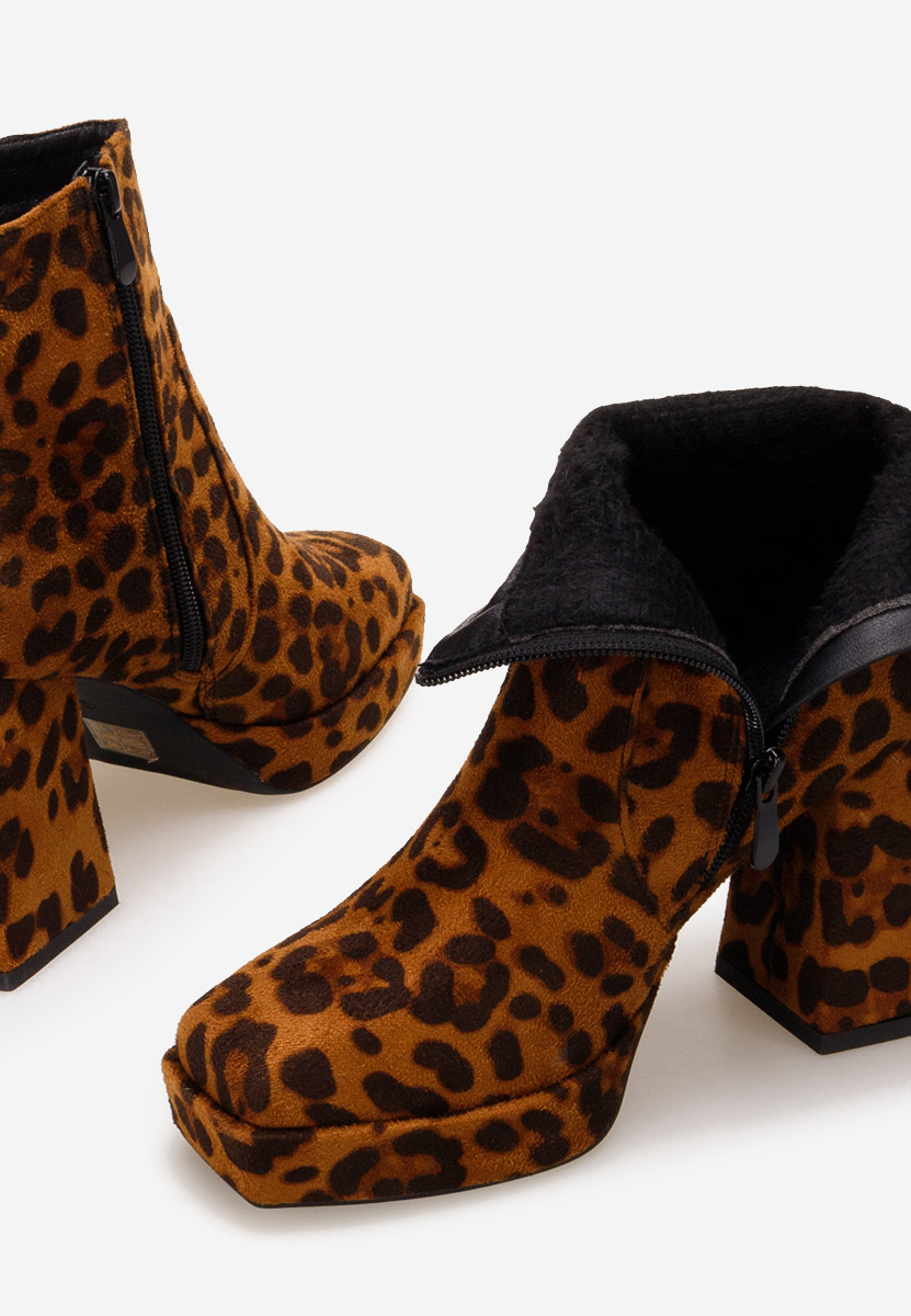 Botine cu toc Seledora leopard