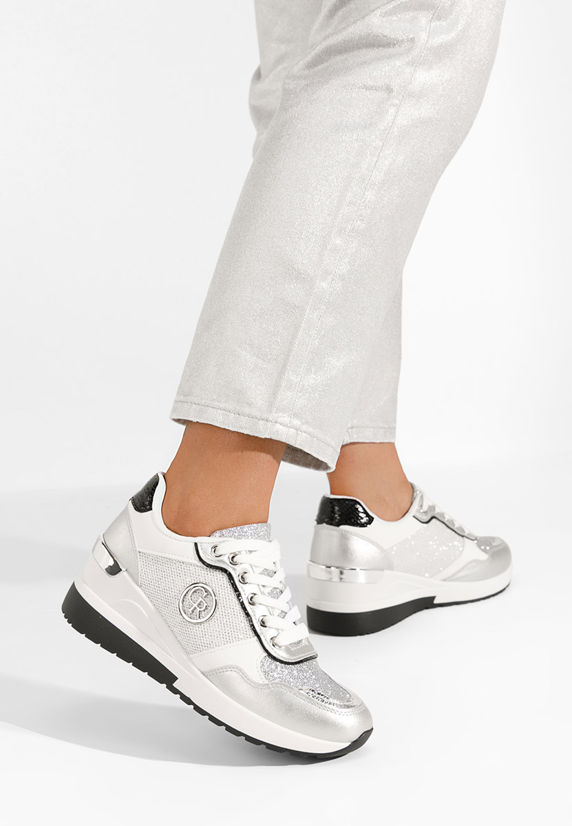 Sneakers cu platforma Deva argintii