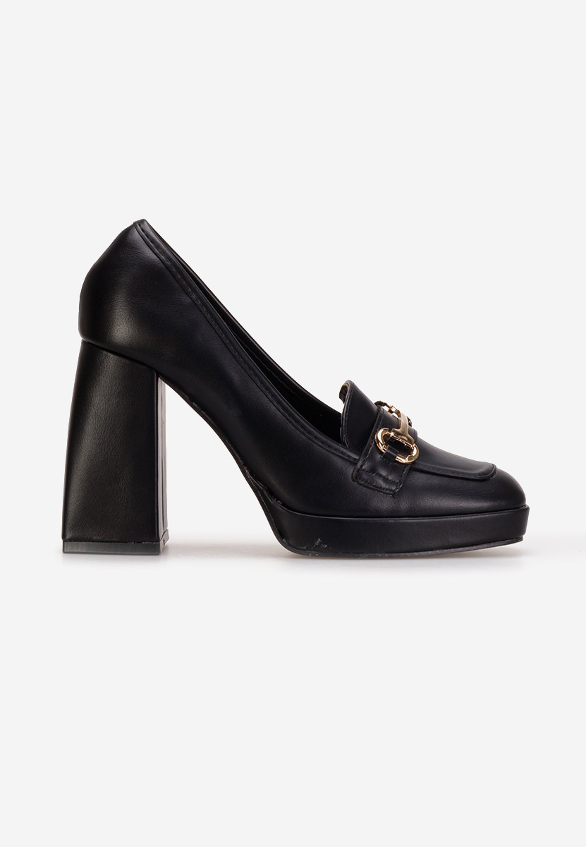 Mocasini cu toc Madelyn negri