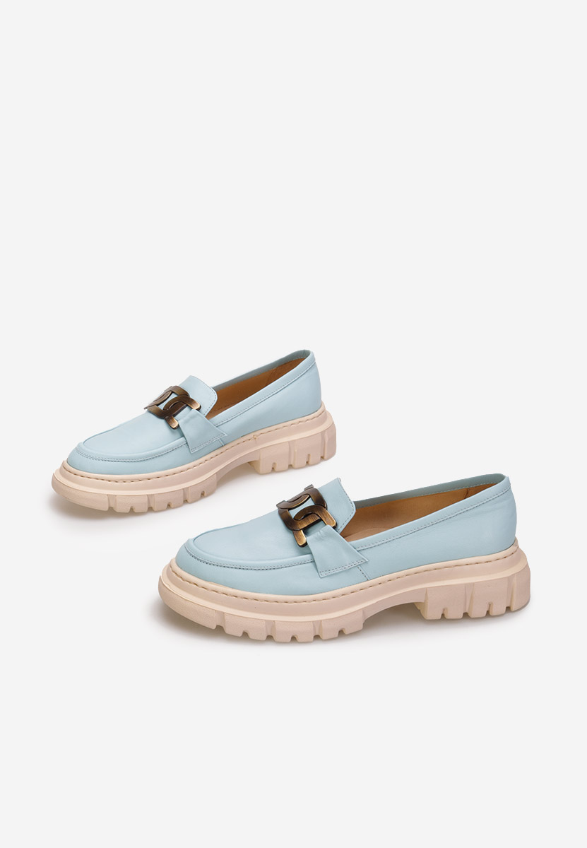 Mocasini piele naturala Haza bleu