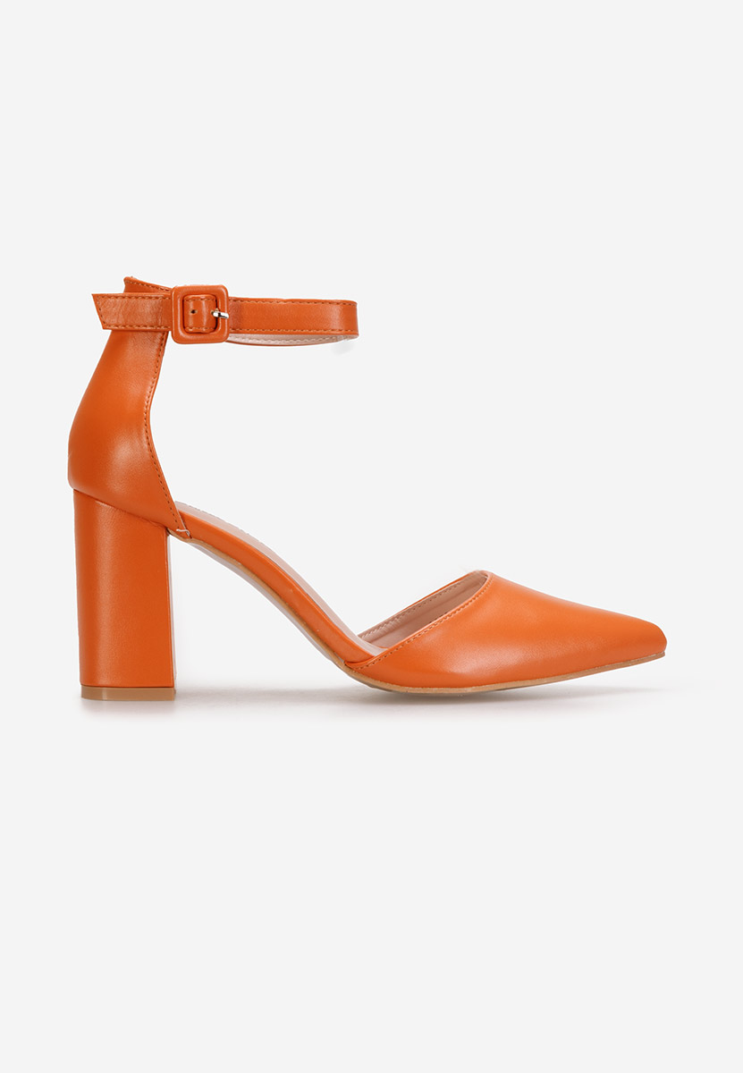 Pantofi cu toc gros Daphne portocalii