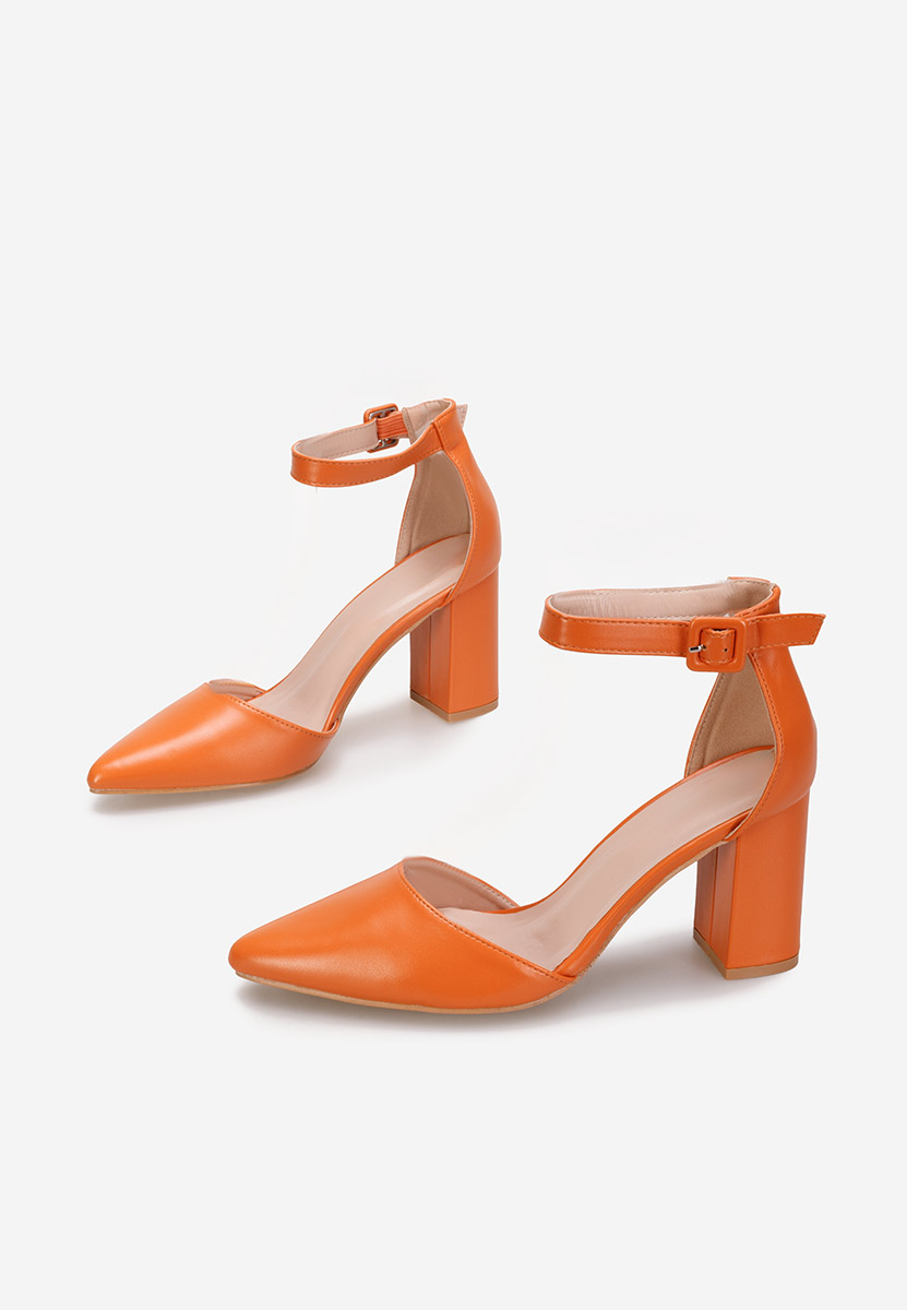 Pantofi cu toc gros Daphne portocalii