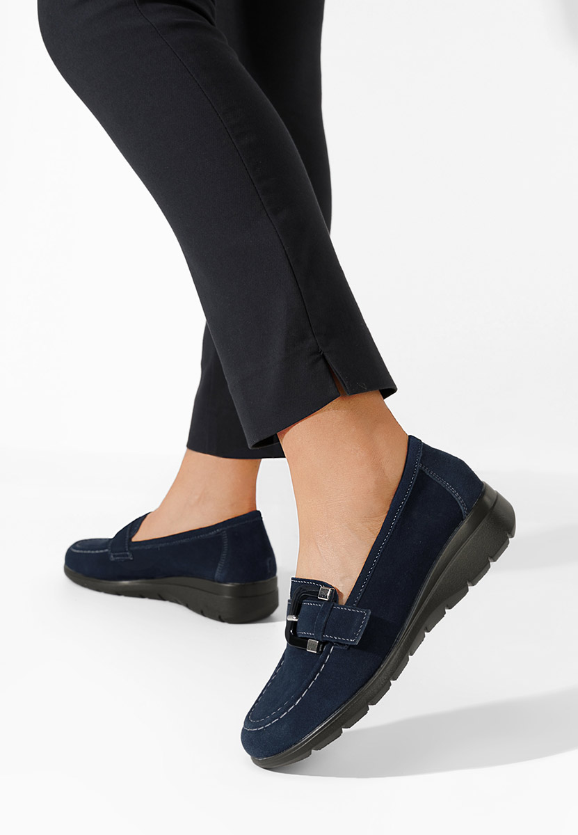 Mocasini dama piele Bernara navy