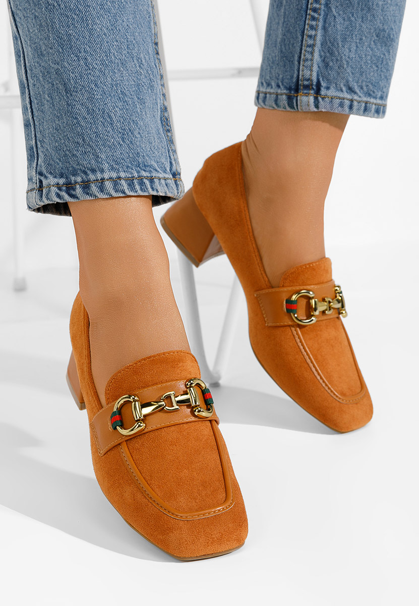 Mocasini cu toc Nasha camel