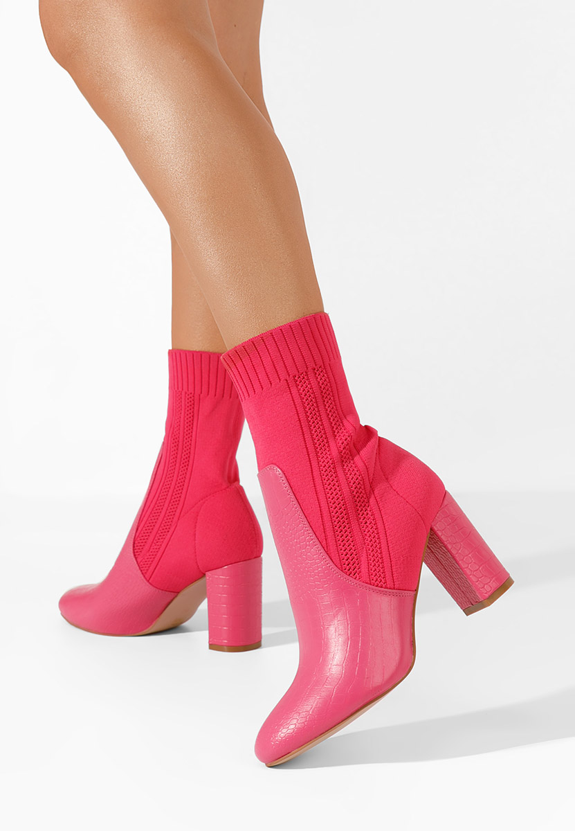 Botine cu toc gros Armeta fucsia