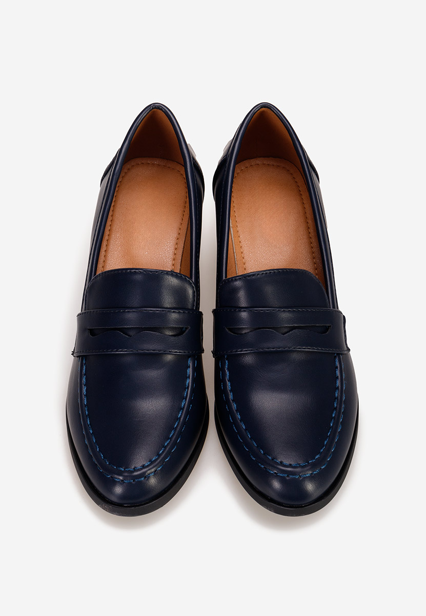 Mocasini cu toc Sereya navy