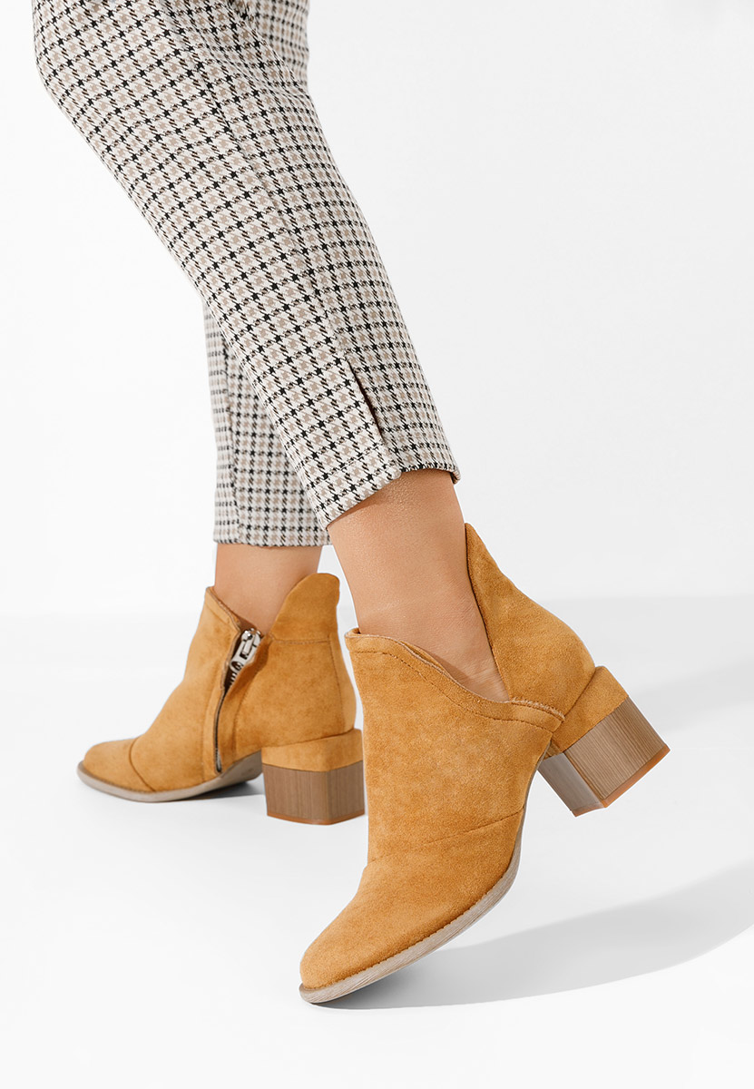 Botine cu toc gros Nivana camel