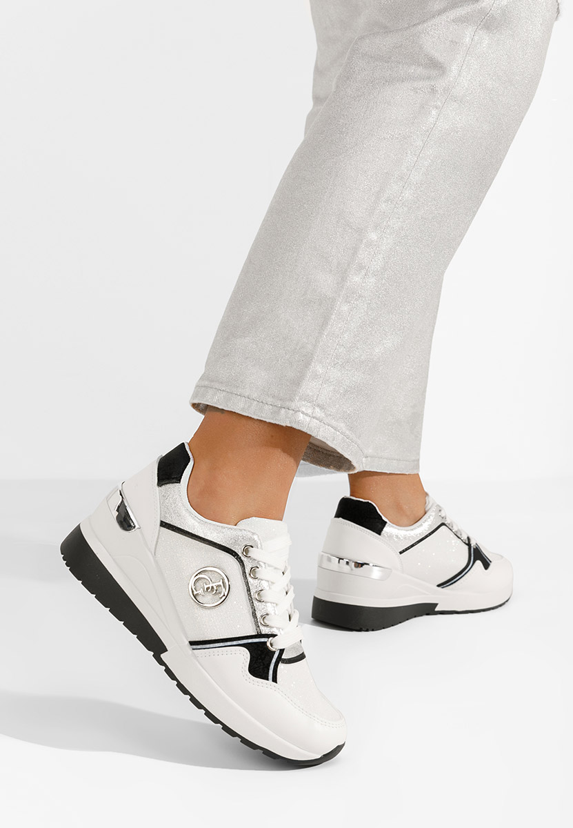 Sneakers cu platforma Elmyra albi