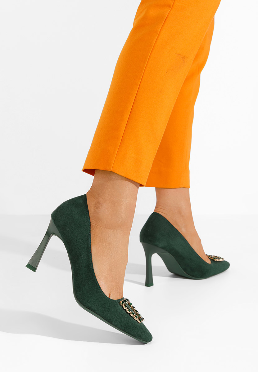 Pantofi cu toc subtire Zerna verzi