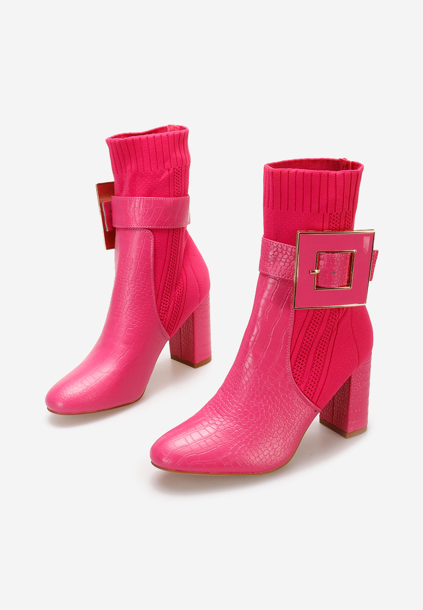 Botine cu toc gros Armeta fucsia