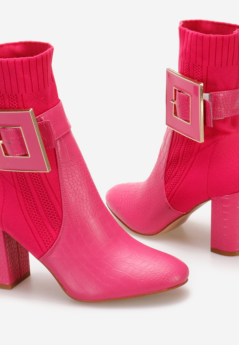 Botine cu toc gros Armeta fucsia