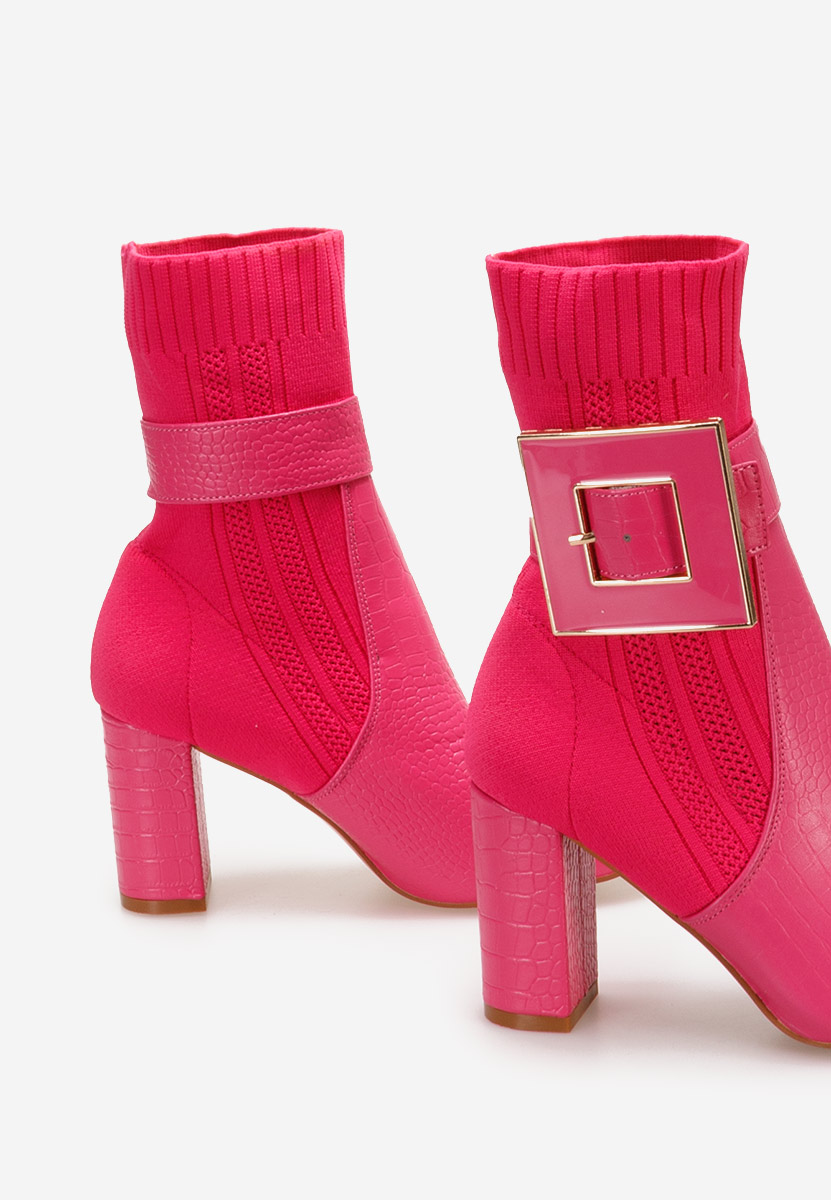 Botine cu toc gros Armeta fucsia