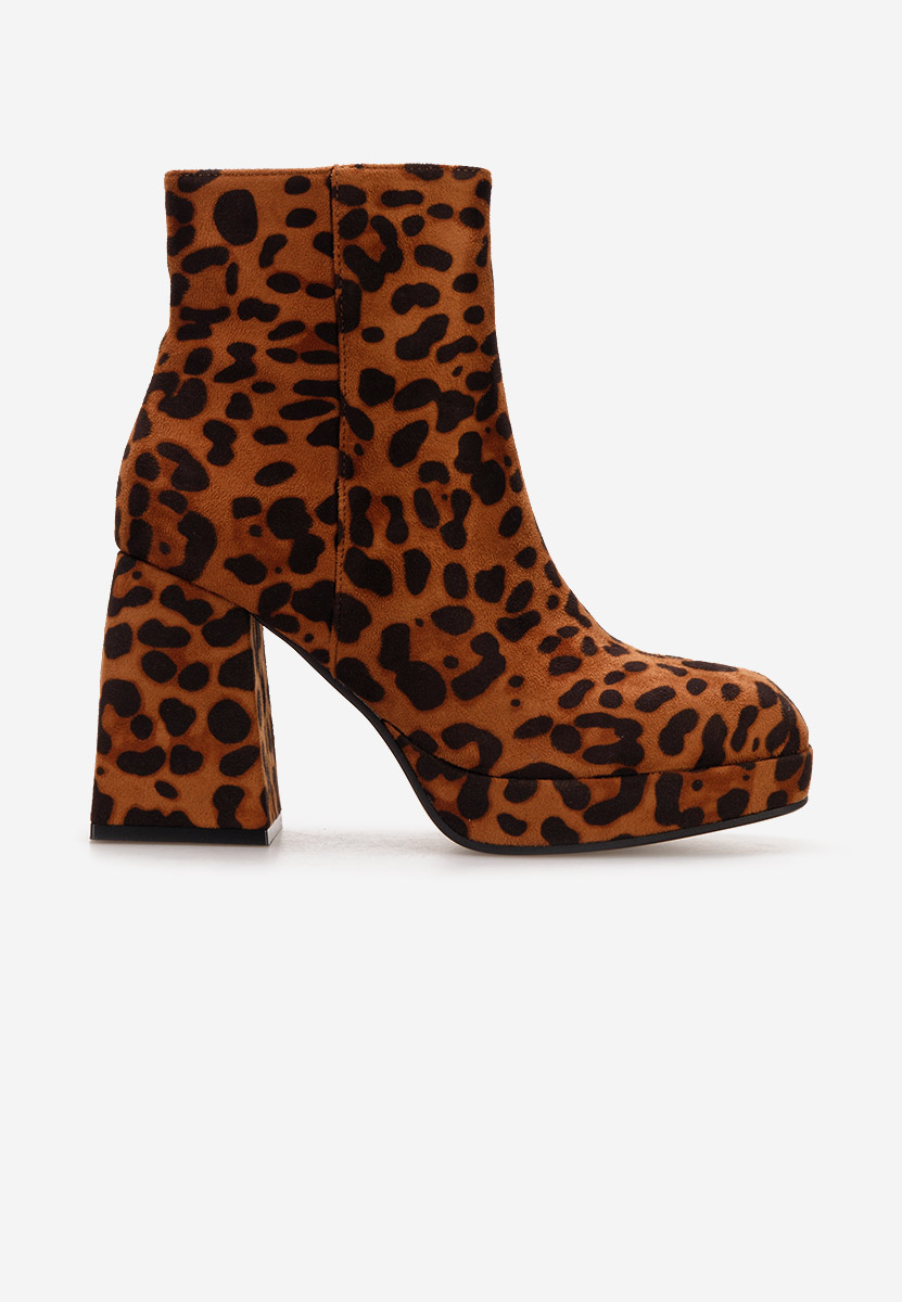 Botine cu toc gros Camilla leopard