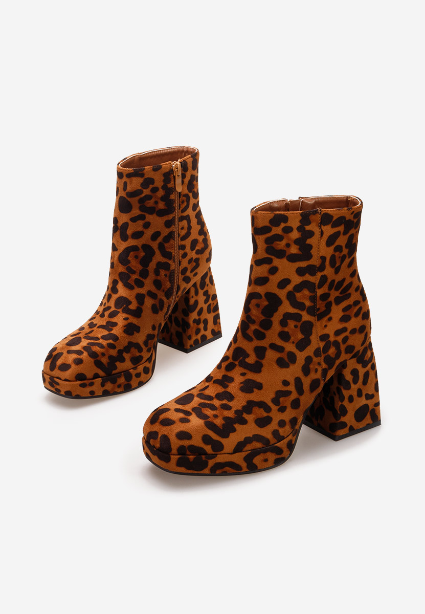 Botine cu toc gros Camilla leopard