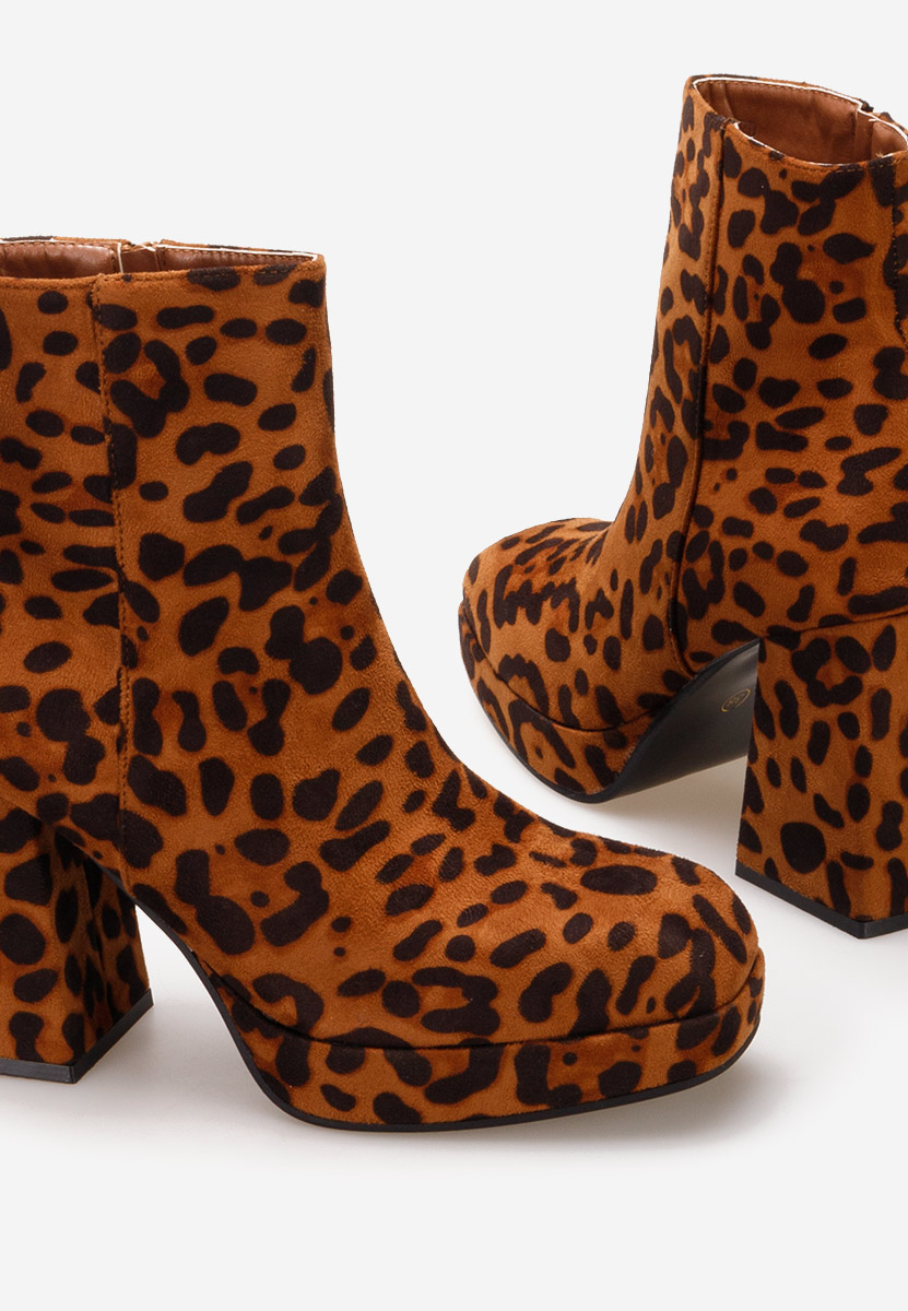 Botine cu toc gros Camilla leopard