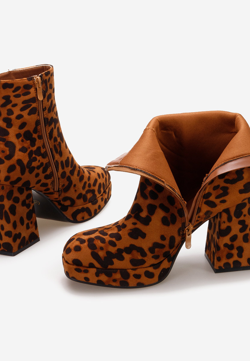 Botine cu toc gros Camilla leopard