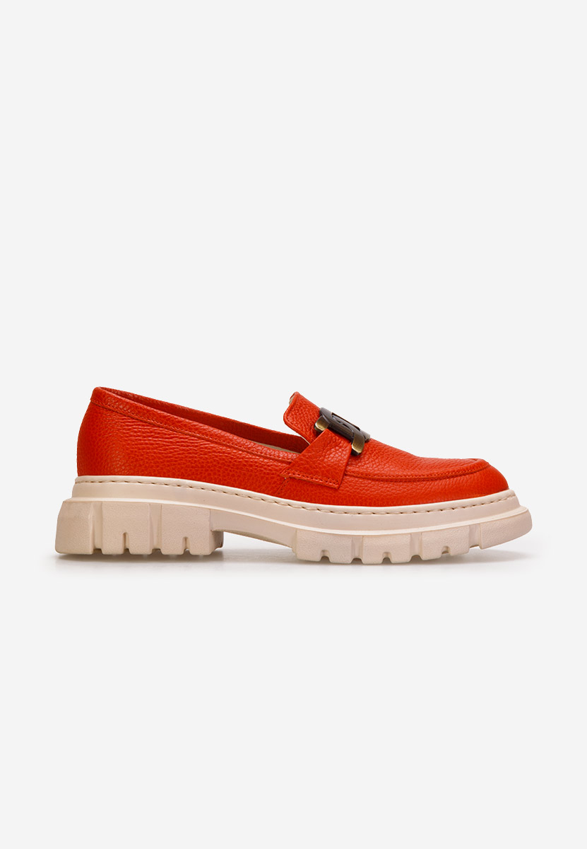 Mocasini piele naturala Haza V3 portocalii