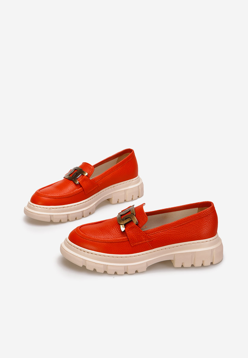 Mocasini piele naturala Haza V3 portocalii