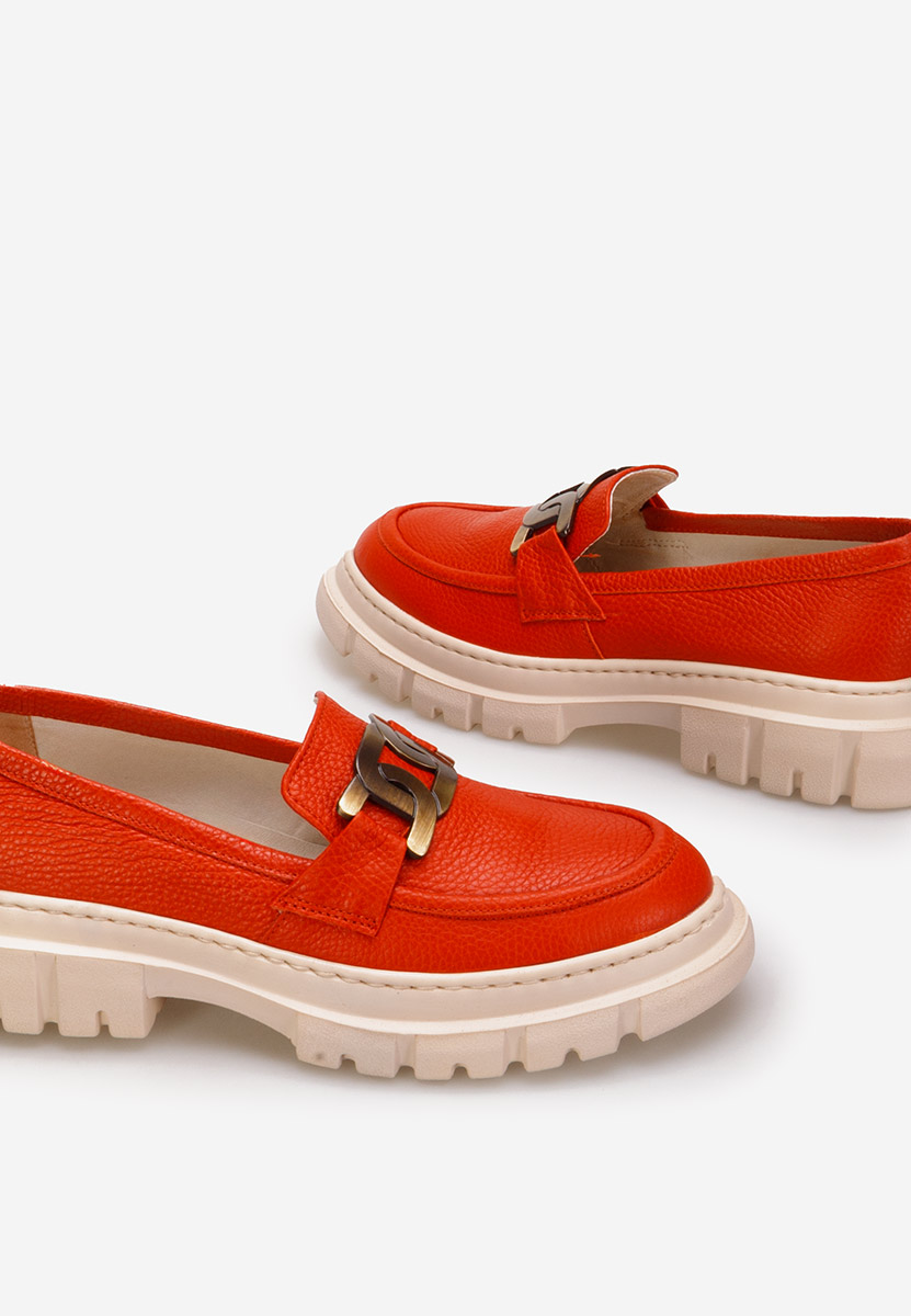 Mocasini piele naturala Haza V3 portocalii