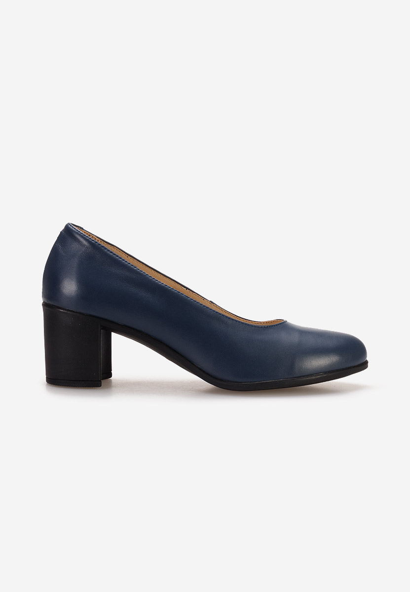 Pantofi cu toc gros piele Dalida navy