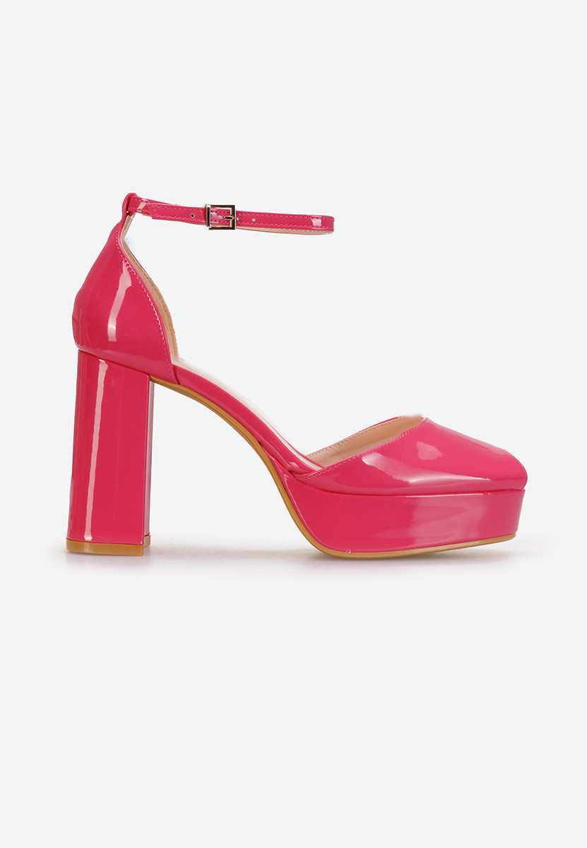 Pantofi cu toc gros si platforma Nixa fucsia