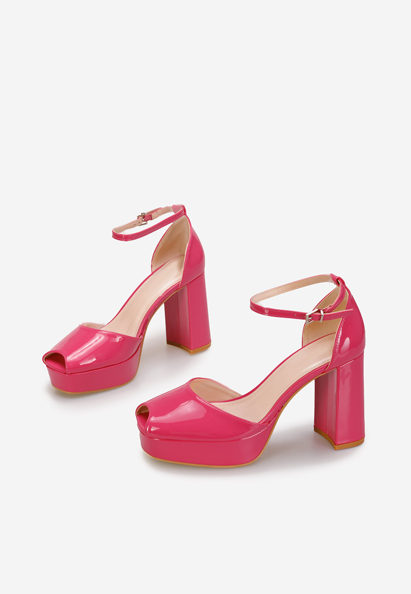 Pantofi cu toc gros si platforma Nixa fucsia