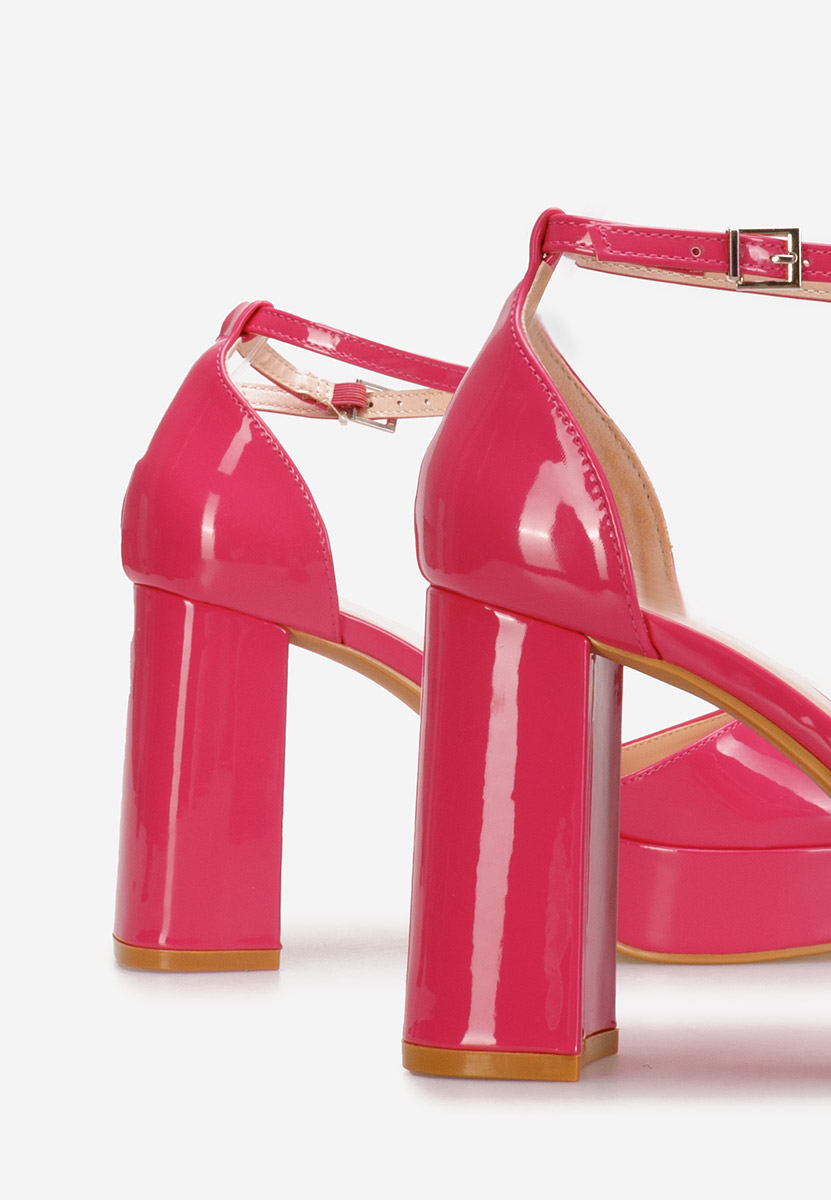 Pantofi cu toc gros si platforma Nixa fucsia