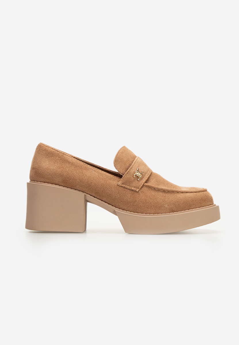 Mocasini cu toc Kerena camel