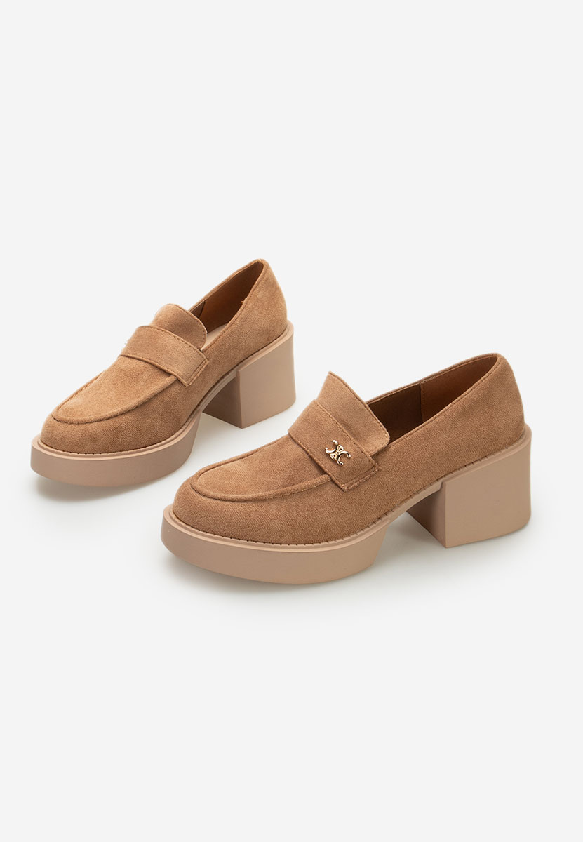 Mocasini cu toc Kerena camel