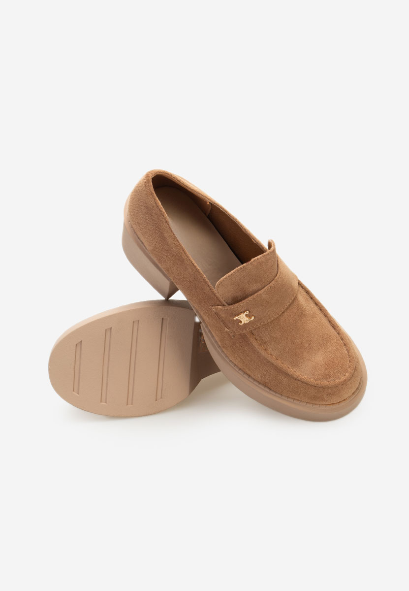 Mocasini cu toc Kerena camel