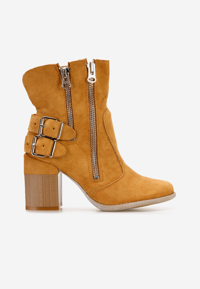 Botine cu toc gros Laroya camel