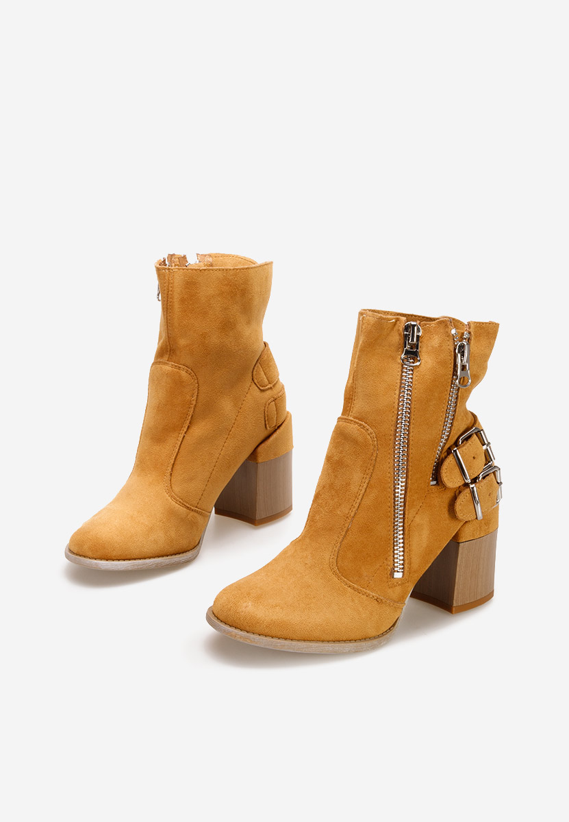 Botine cu toc gros Laroya camel