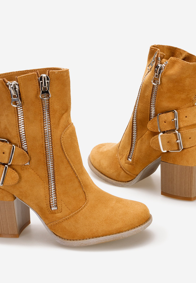 Botine cu toc gros Laroya camel