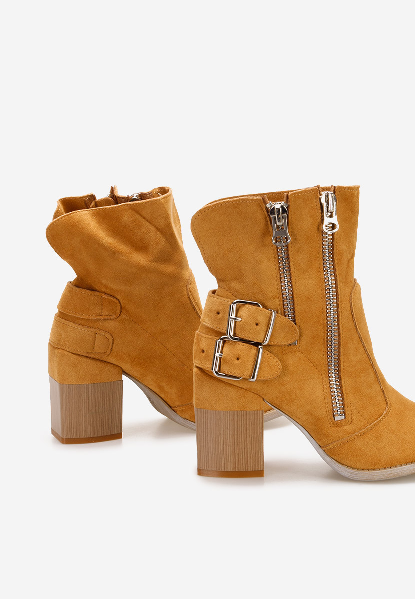 Botine cu toc gros Laroya camel